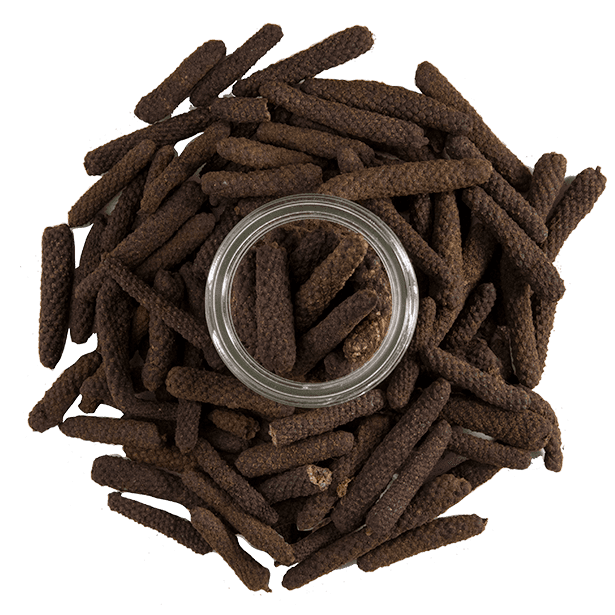 overhead view of long peppercorns